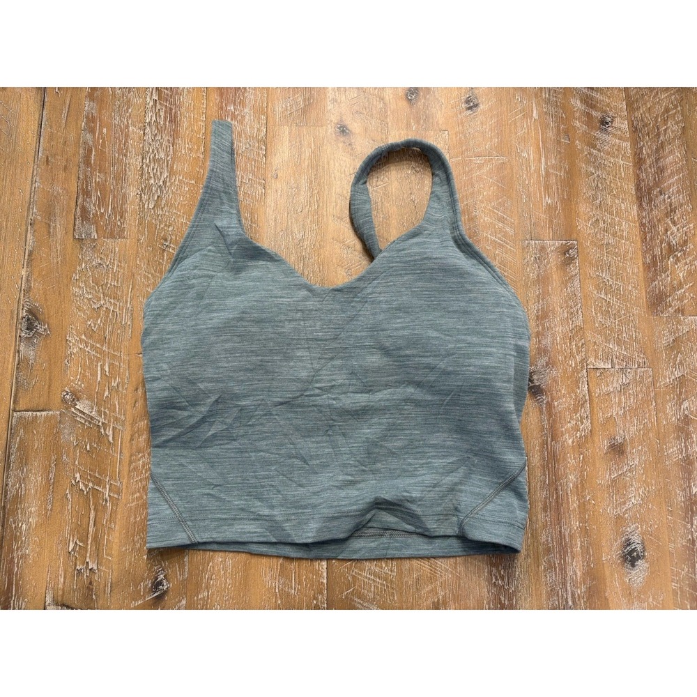 LULULEMON Size 4 Align Tank Crop Nulu Heathered Tidewater Teal Green - Picture 2 of 4